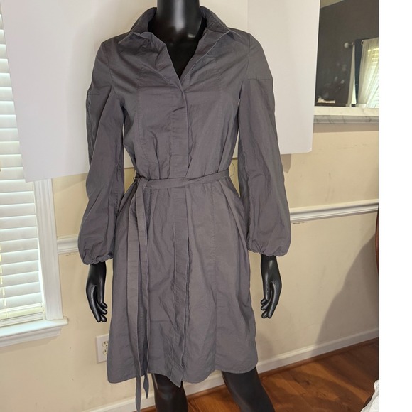 COS Dresses & Skirts - COS Grey Cotton Belted Shirt Dress Long Puff Sleeve Minimalist EU 34 US 4